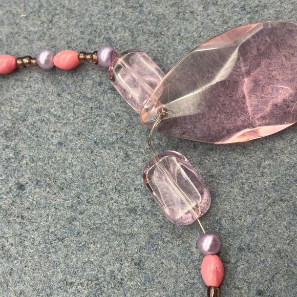 As Is Necklace Lot DIY Craft Purple Moonstone Pendant Pink Teardrop Barbie Retro - Picture 6 of 8